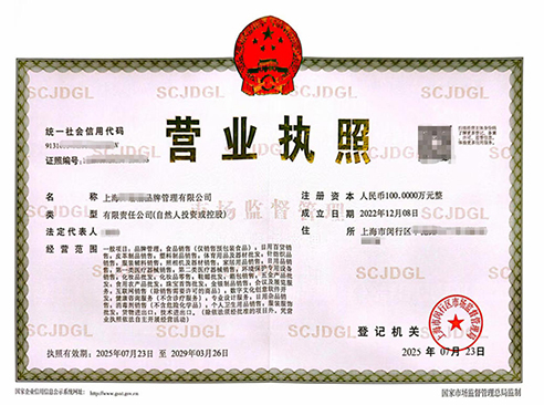 上海品牌管理公司营业执照办理指南
